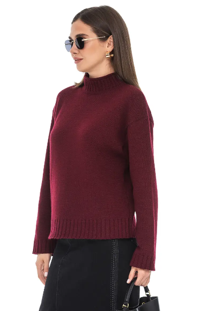 Strickpullover aus Wolle in Bordeux