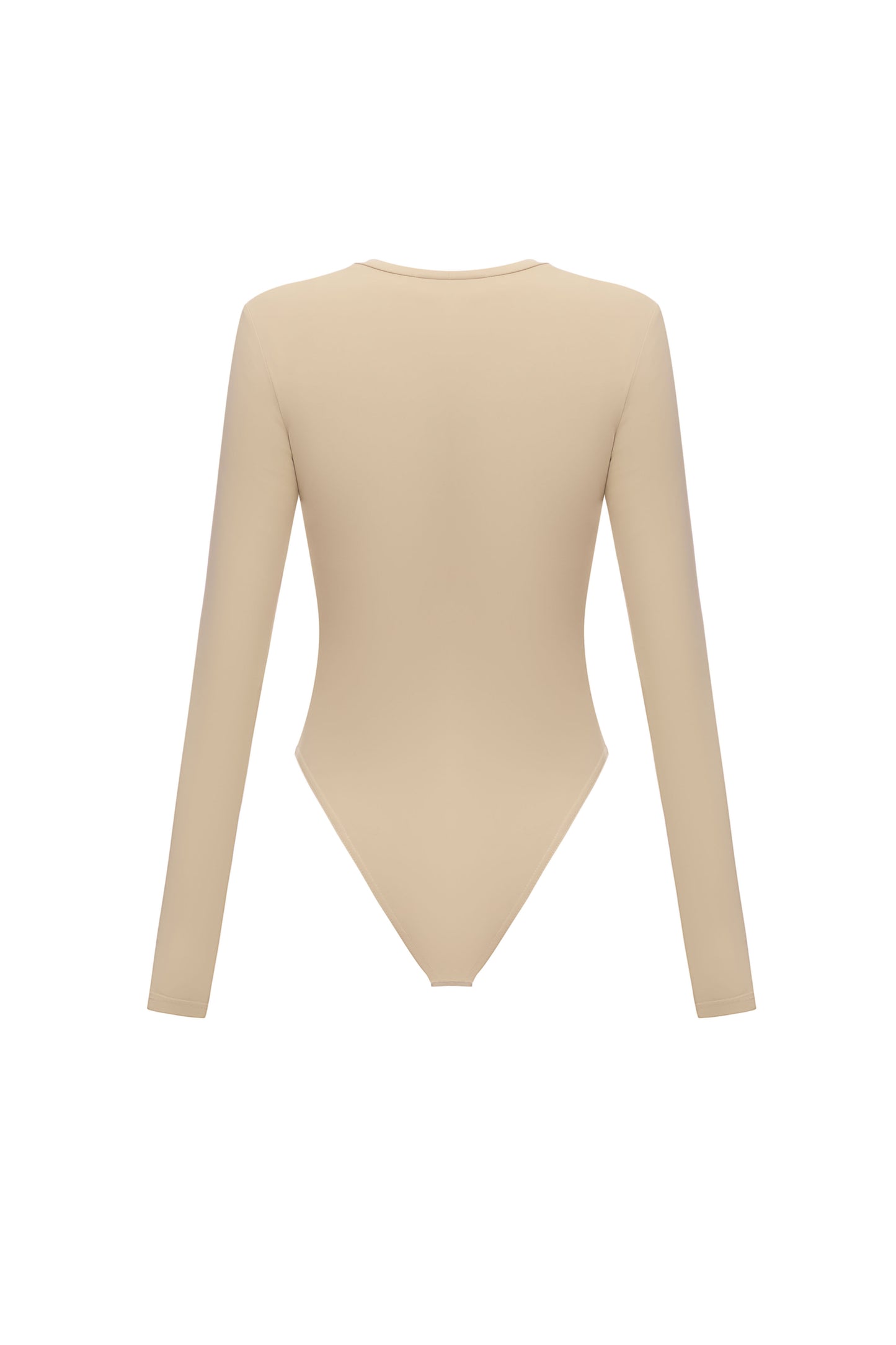 Langarmbody mit Print in Beige