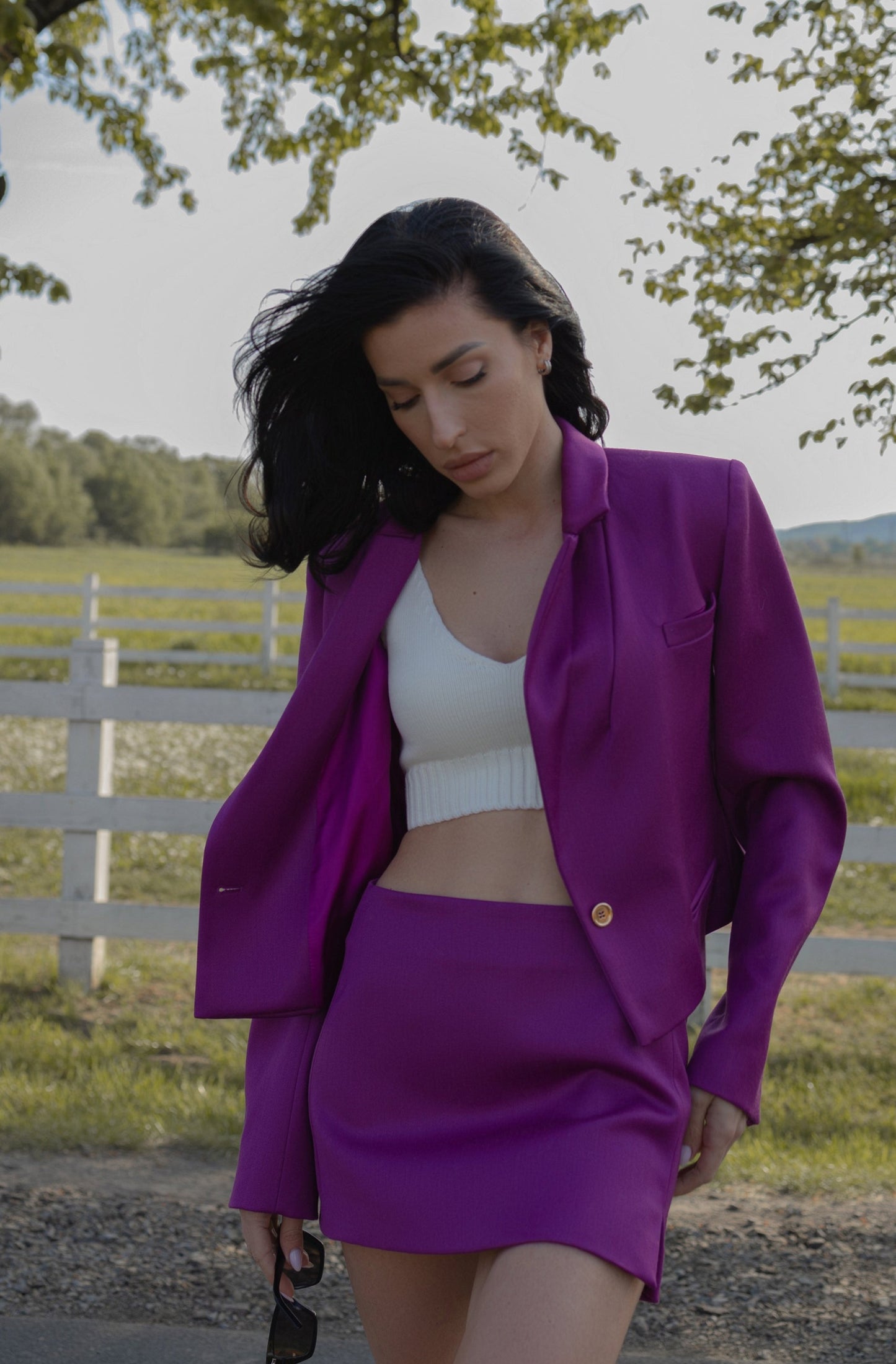 Kurzer Blazer in Fuchsia-Farbe