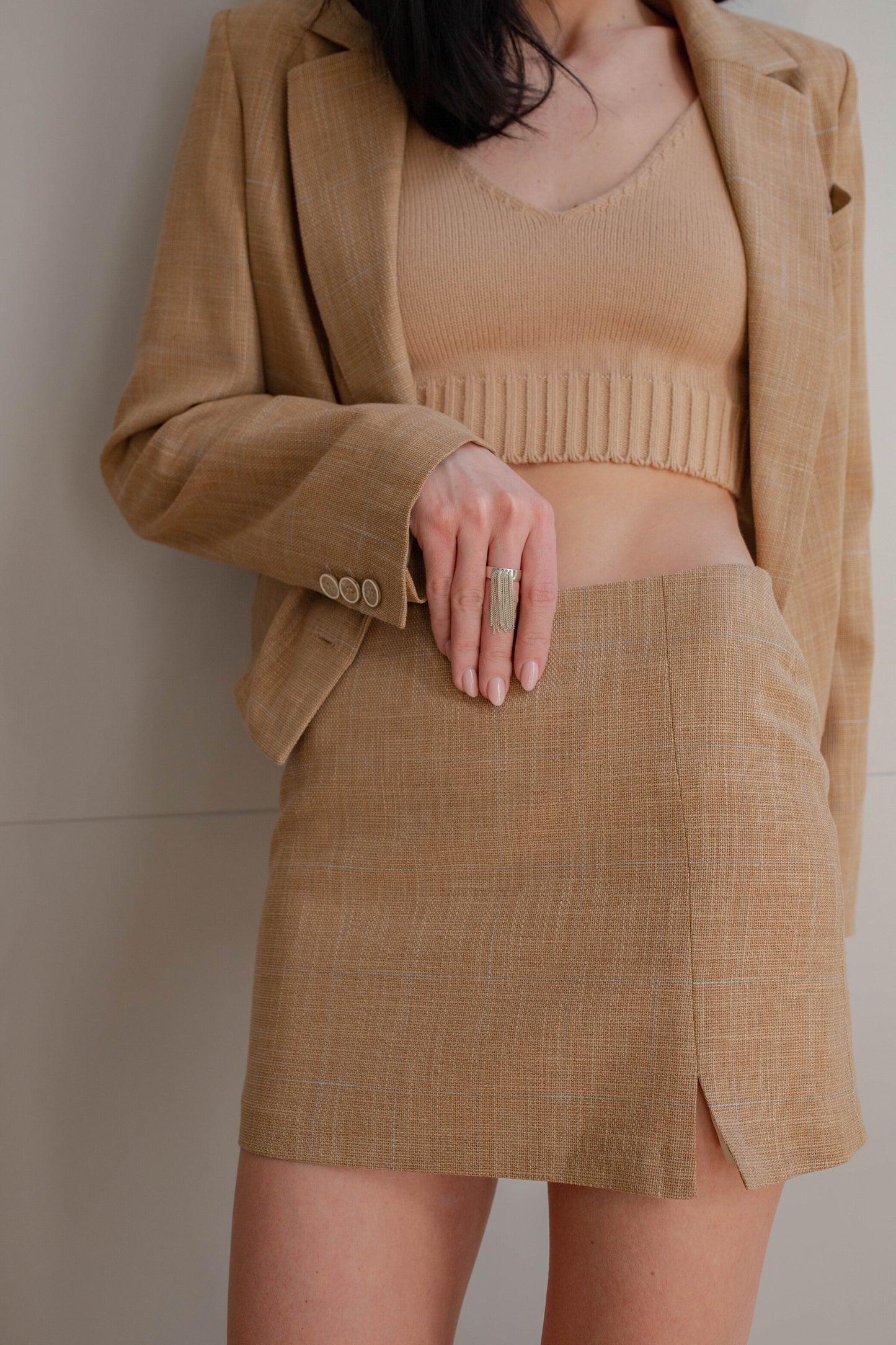 Kurzer Rock in Beige