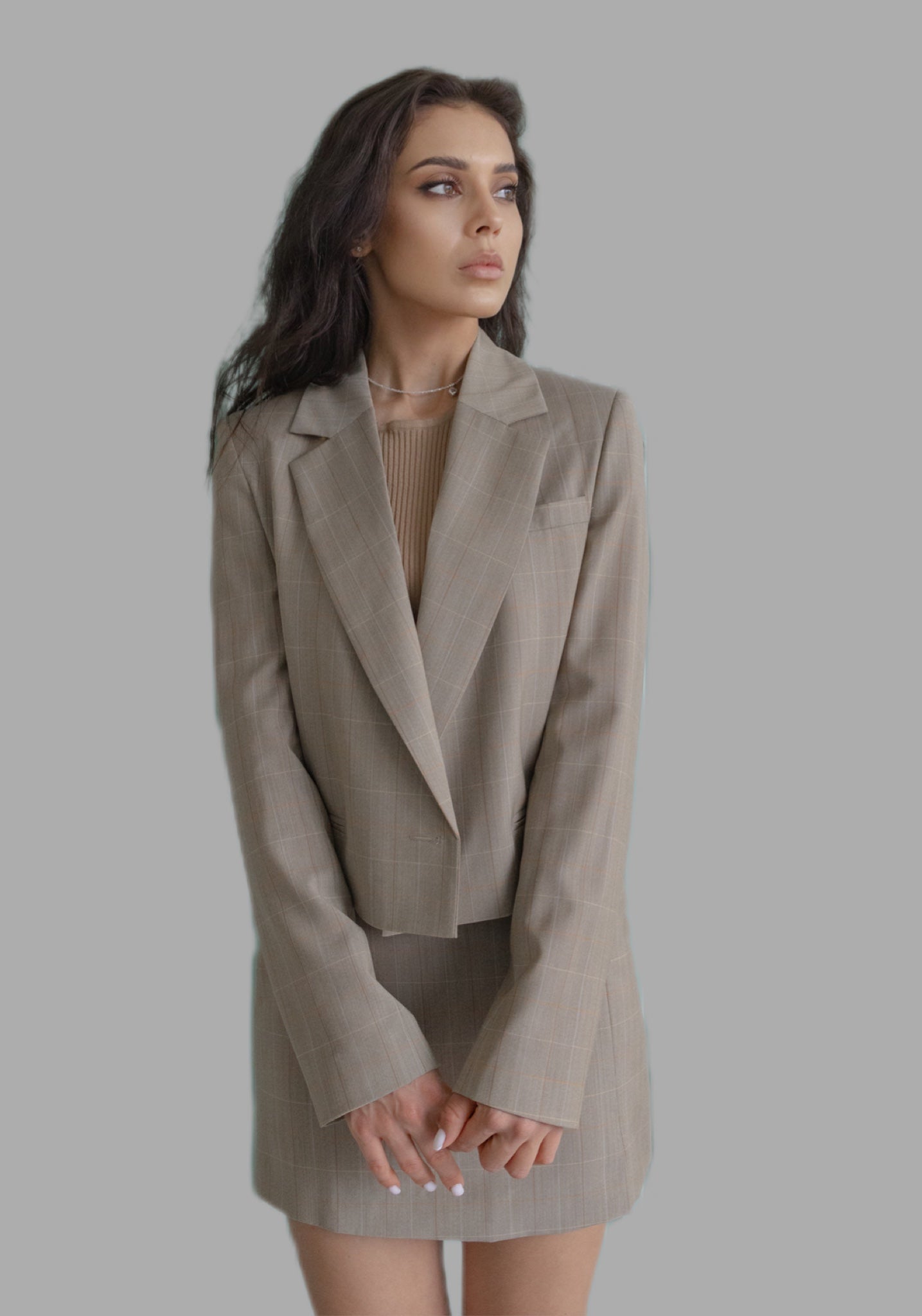 Kurzer Blazer in Graubeige