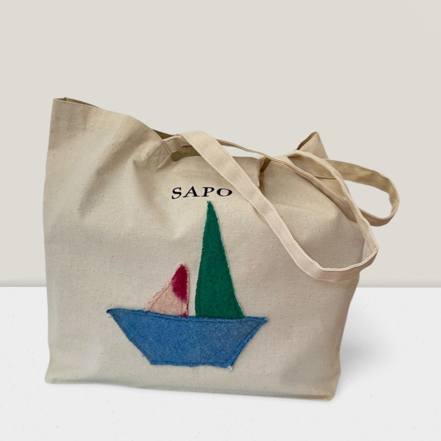 Shopper "Schiff" mit upcycling Aufnäher