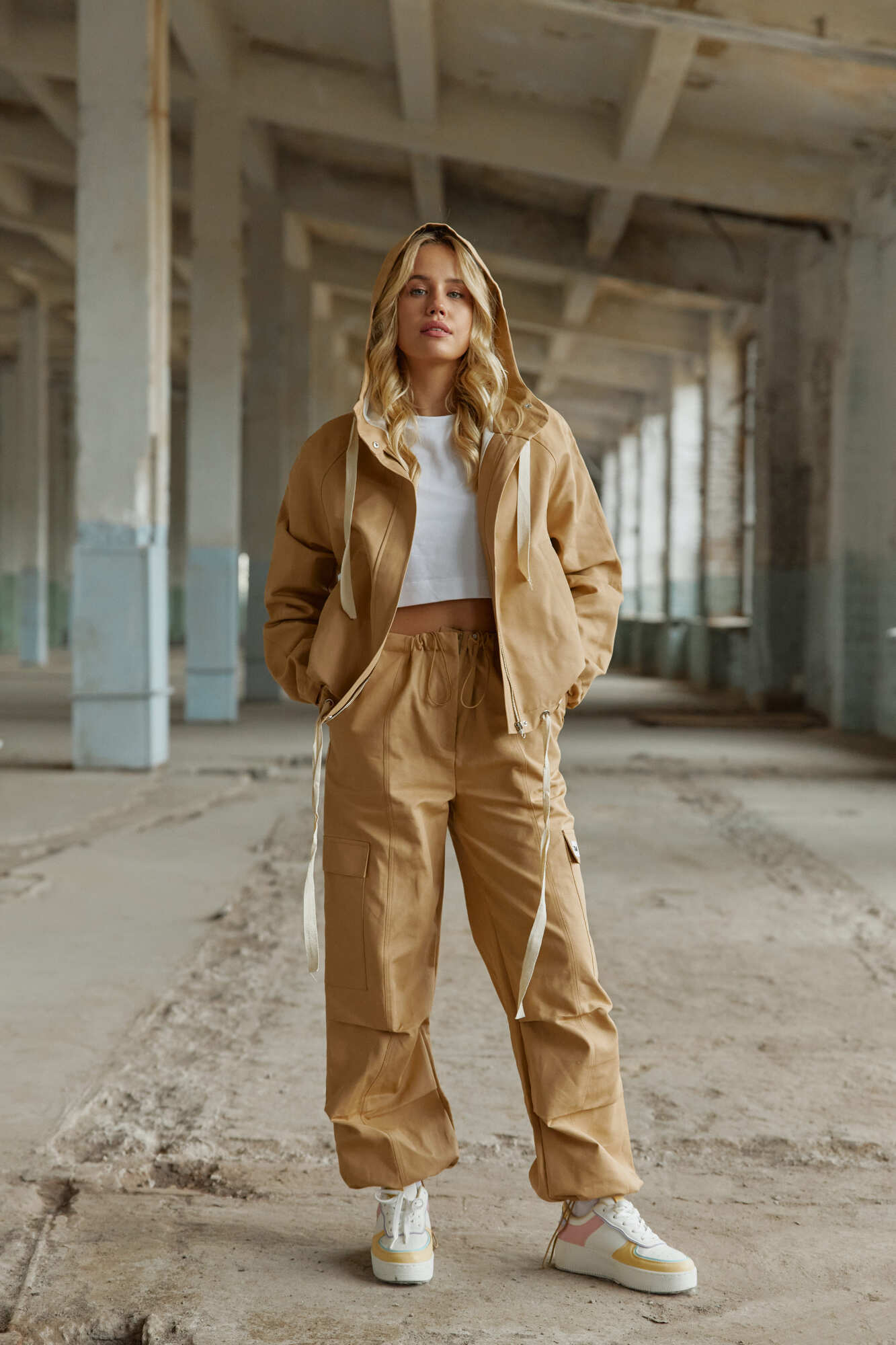 Cargohose in Beige